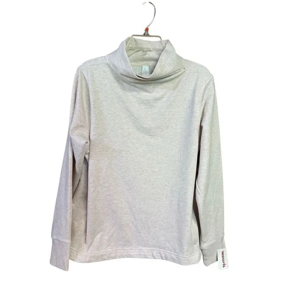 YOGALICIOUS Cloud Plush Womans Sweatshirt Sz L Oatmeal NWT